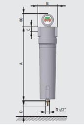 sieciowy Filtr kompletny sprężonego powietrza 3/4 " przepływ 120 m3/h , 16 bar 